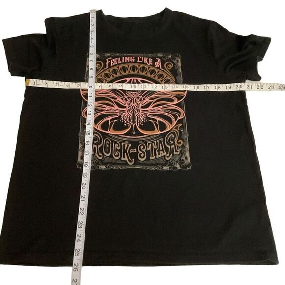 SHEIN Tee Shirt Graphic Feeling Like A Rockstar Black Butterfly Print Medium - Picture 6 of 11